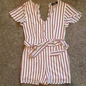red/white stripe romper